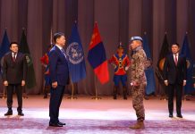 БНӨСУ-д Энхийг сахиулах ажиллагаанд үүрэг гүйцэтгэсэн 14 дүгээр ээлжийн цэргийн багийн бие бүрэлдэхүүнийг төрийн одон, медалиар шагналаа